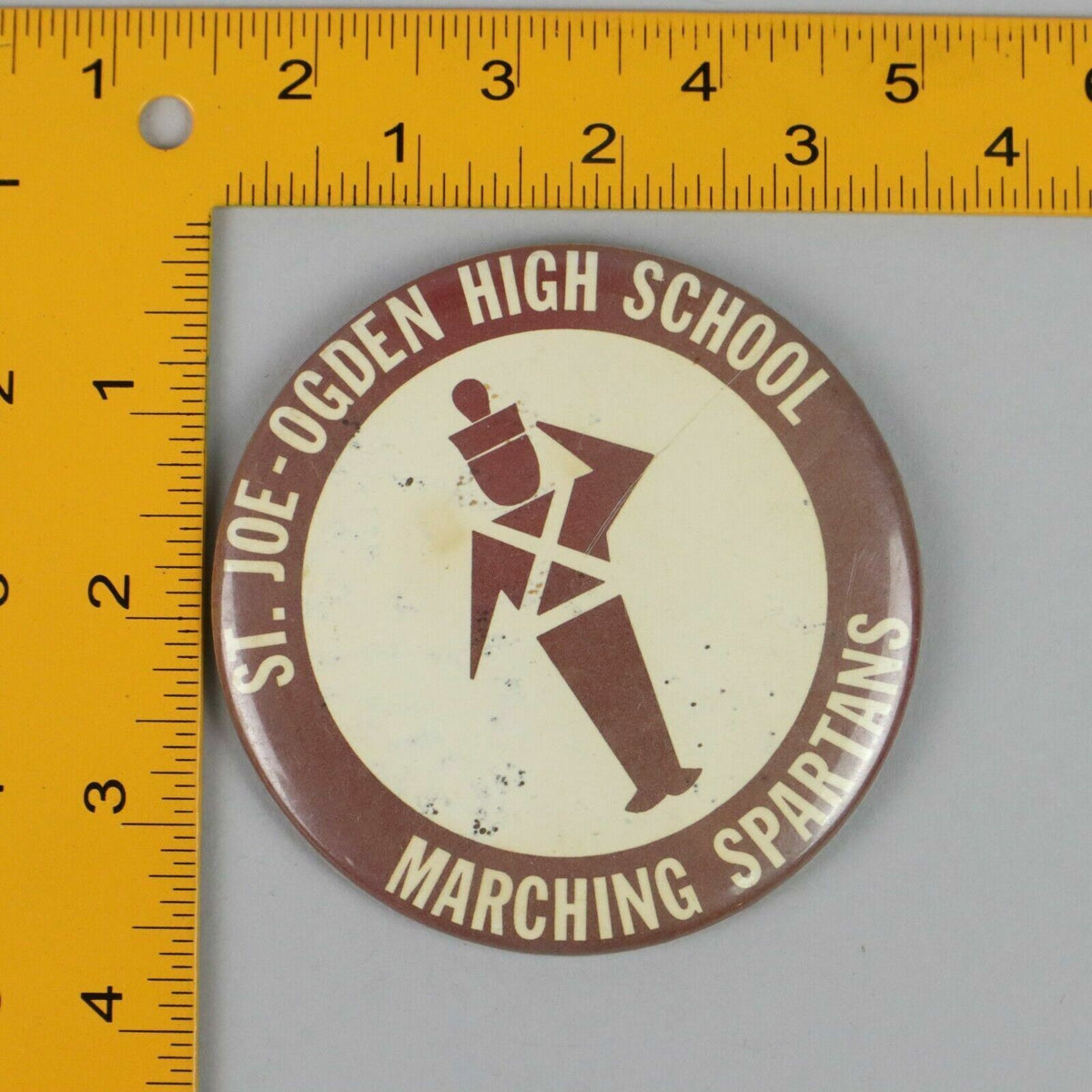 Vintage 3" Button Pinback St. Joe - Ogden High School Marching Spartins (UT)