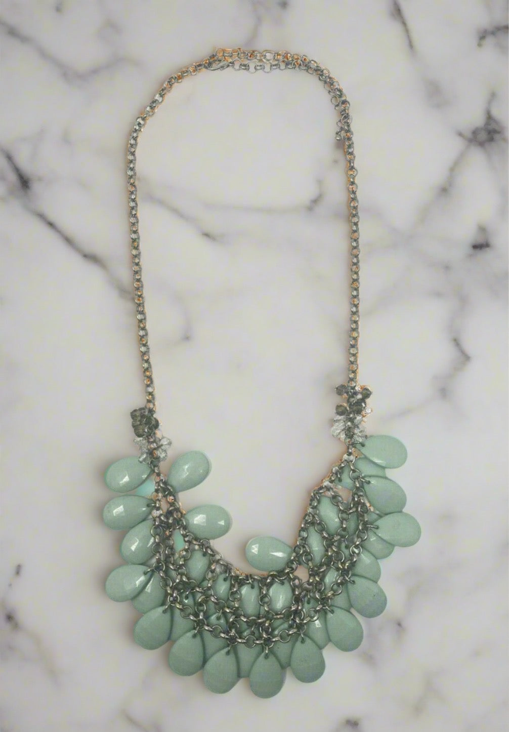 Chunky Teardrop Shape Mint Green Chain Necklace