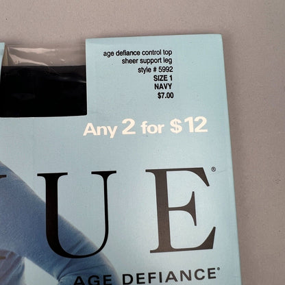 Hue Age Defiance Pantyhose, Size 1, Navy Blue