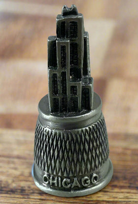 Vintage Chicago Sky Line Pewter Thimble 1.75"