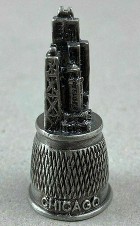 Vintage Chicago Sky Line Pewter Thimble 1.75"