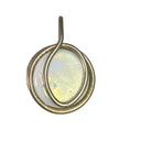 Necklace Pendant Iridescent Faux Stone with Metal 1 1/4"