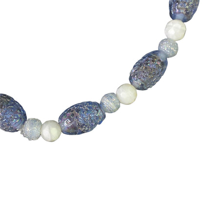 Beaded Necklace 24" (Blue and White)