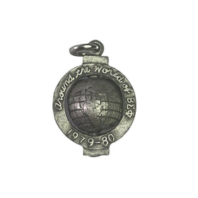 Vintage (1979-1980) Pewter BETA SIGMA PHI, Globe Necklace Pendant (1")