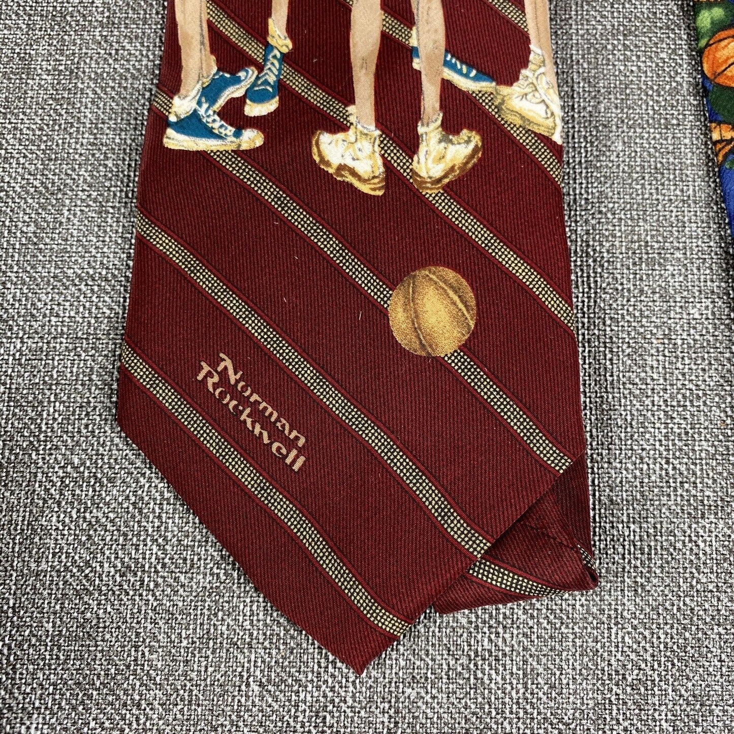 Lot of 2 Vintage Novelty Basketball Ties, Hoops, Norman Rockwell