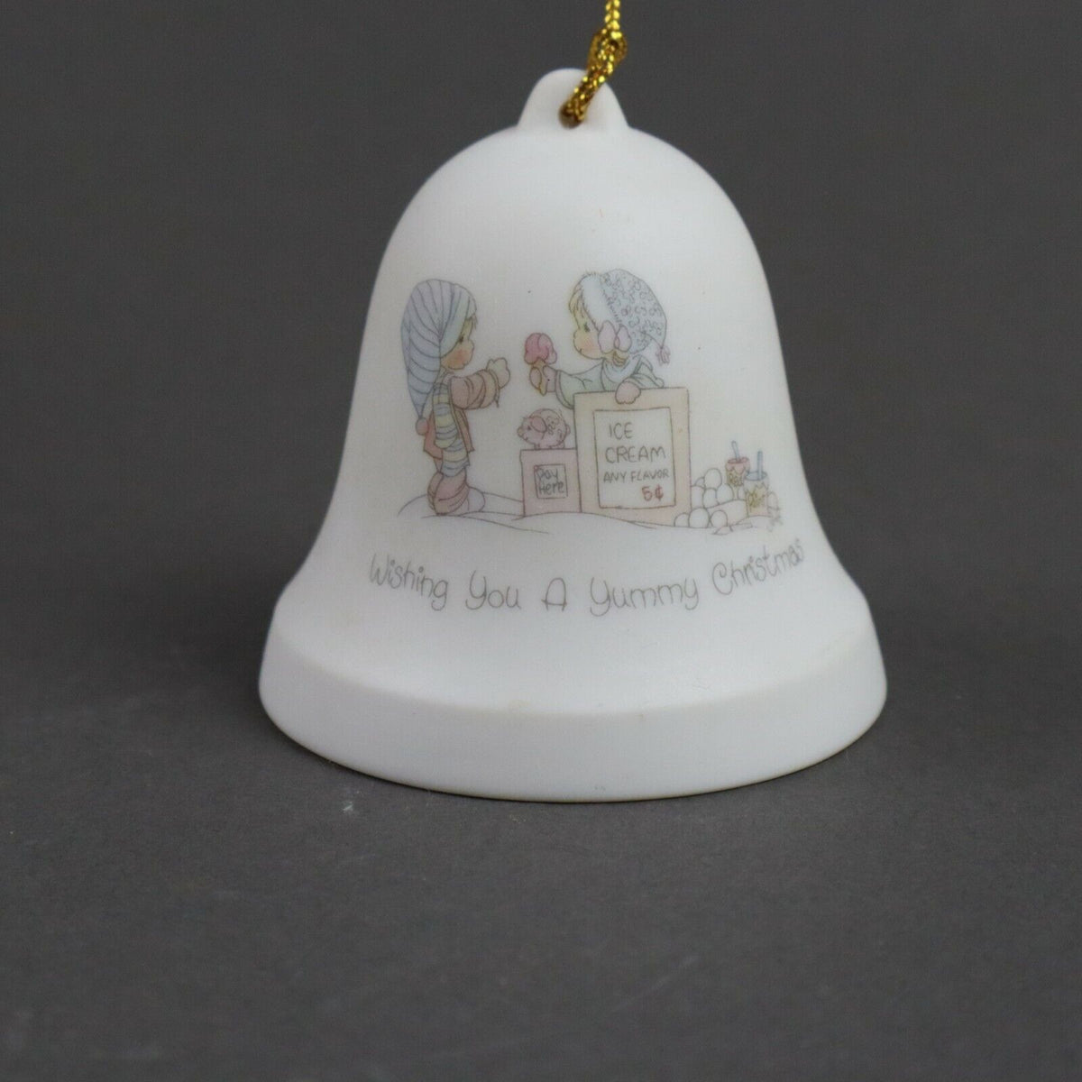 Precious Moments “Wishing you a yummy Christmas” Ceramic Bell Ornament 2.5"