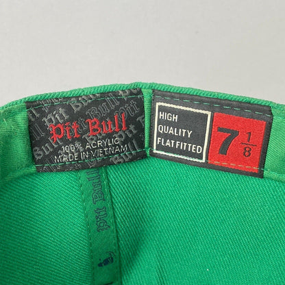 Pitbull Green Flat Cap Hat 100% acrylic Size 7 1/8