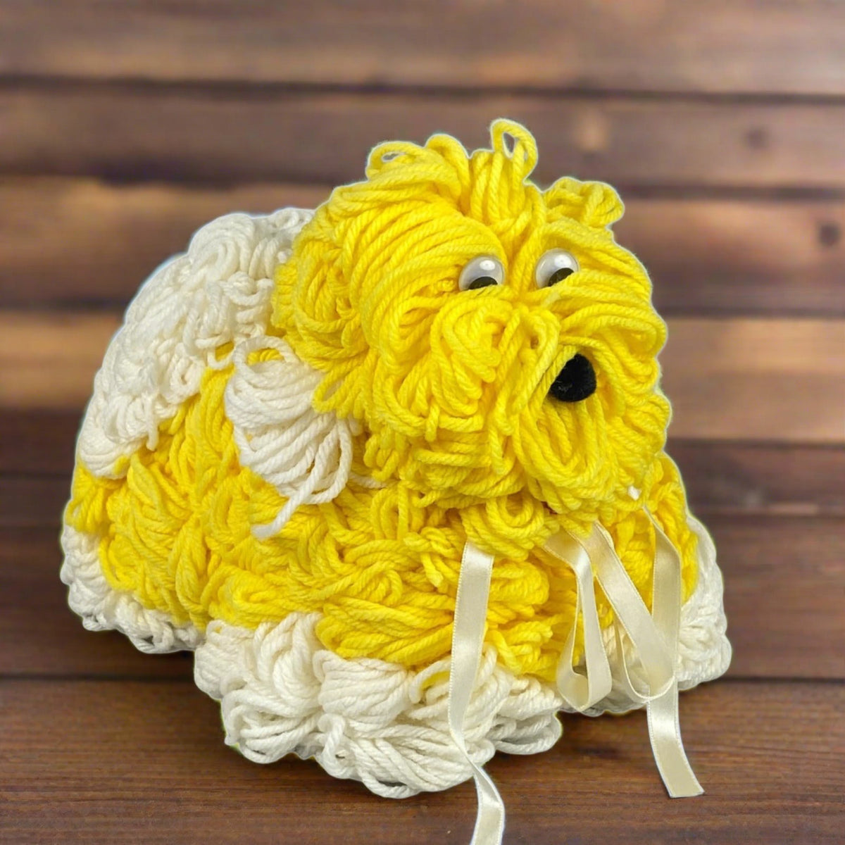 Handmade Shaggy Puppy Dog made from Yarn