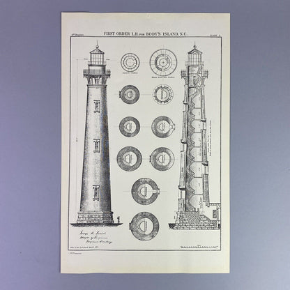 First Order Lighthouse Print for Bodys Island, North Carolina 16.5" x 11"