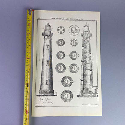 First Order Lighthouse Print for Bodys Island, North Carolina 16.5" x 11"