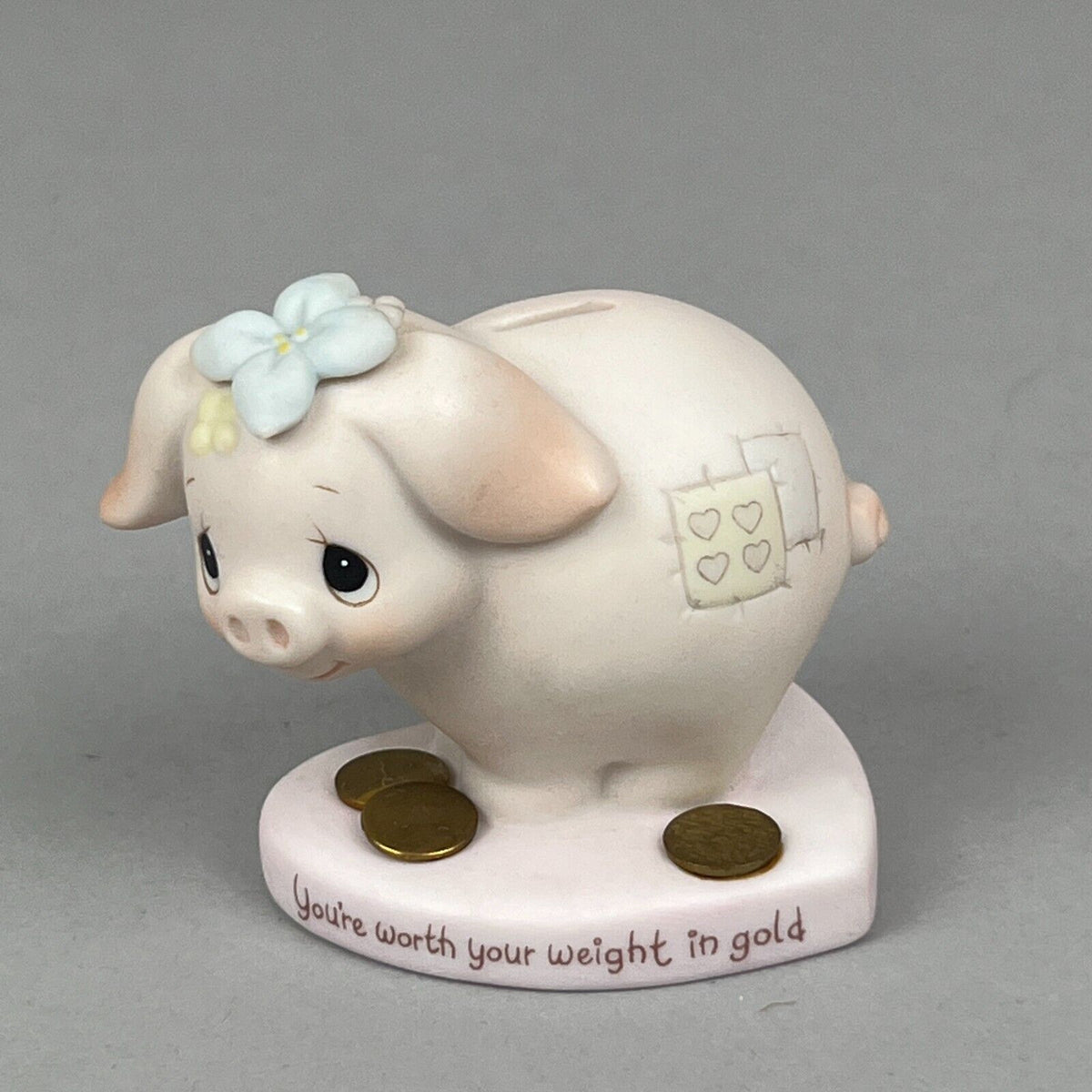 Set of 3 Precious Moments Figurines with Loving Note Pig, Sheep, Bunny Rabbit