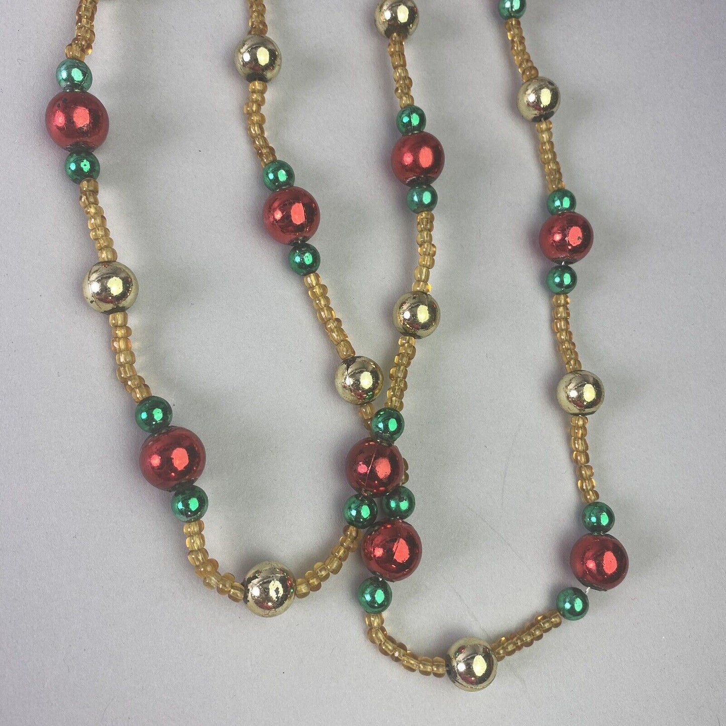 Colorful Plastic Beaded Necklace 26” - 27” (Red, Green, Gold colors)