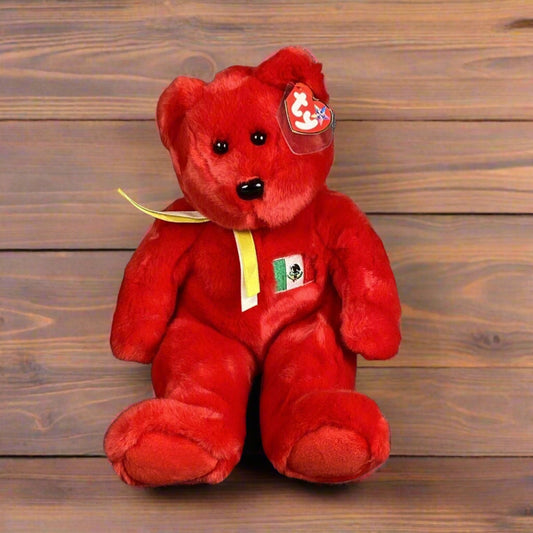 TY Beanie Buddies Collection - Osito 13" RED Teddy Bear Plush EXCELLENT