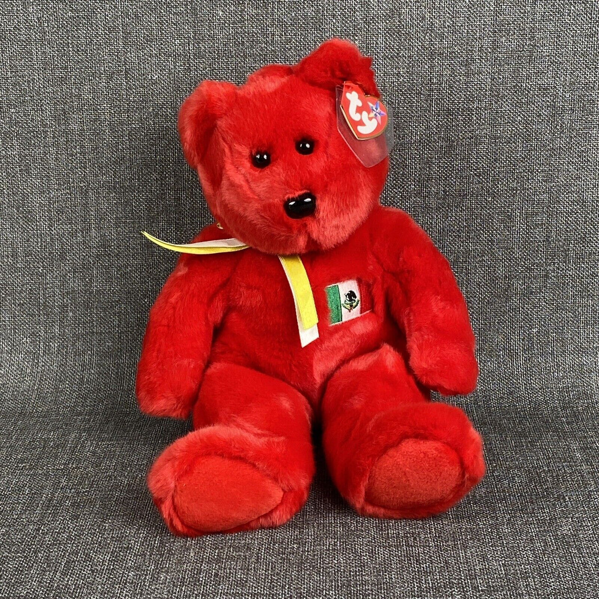 TY Beanie Buddies Collection - Osito 13" RED Teddy Bear Plush EXCELLENT