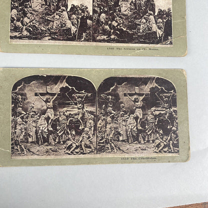 Stereoview Card Lot Calvary, Crucifixion, Catholic, 10 Double sided Cards