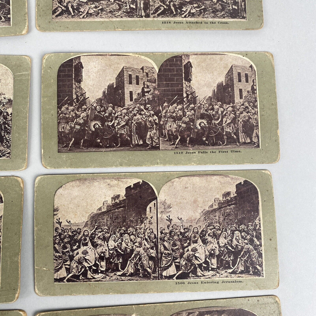 Stereoview Card Lot Calvary, Crucifixion, Catholic, 10 Double sided Cards