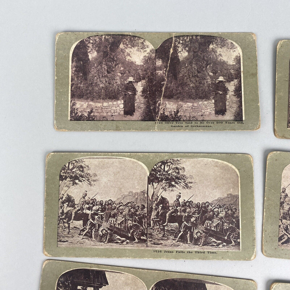 Stereoview Card Lot Calvary, Crucifixion, Catholic, 10 Double sided Cards