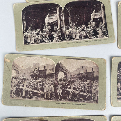 Stereoview Card Lot Calvary, Crucifixion, Catholic, 10 Double sided Cards