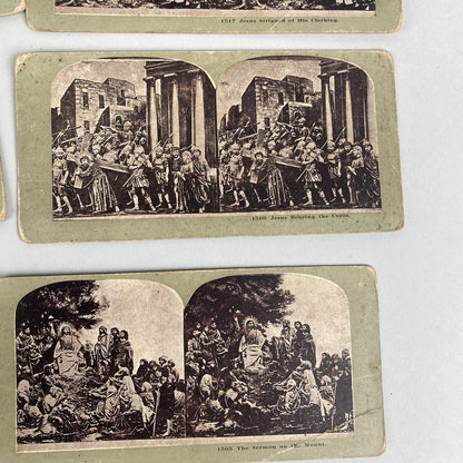 Stereoview Card Lot Calvary, Crucifixion, Catholic, 10 Double sided Cards