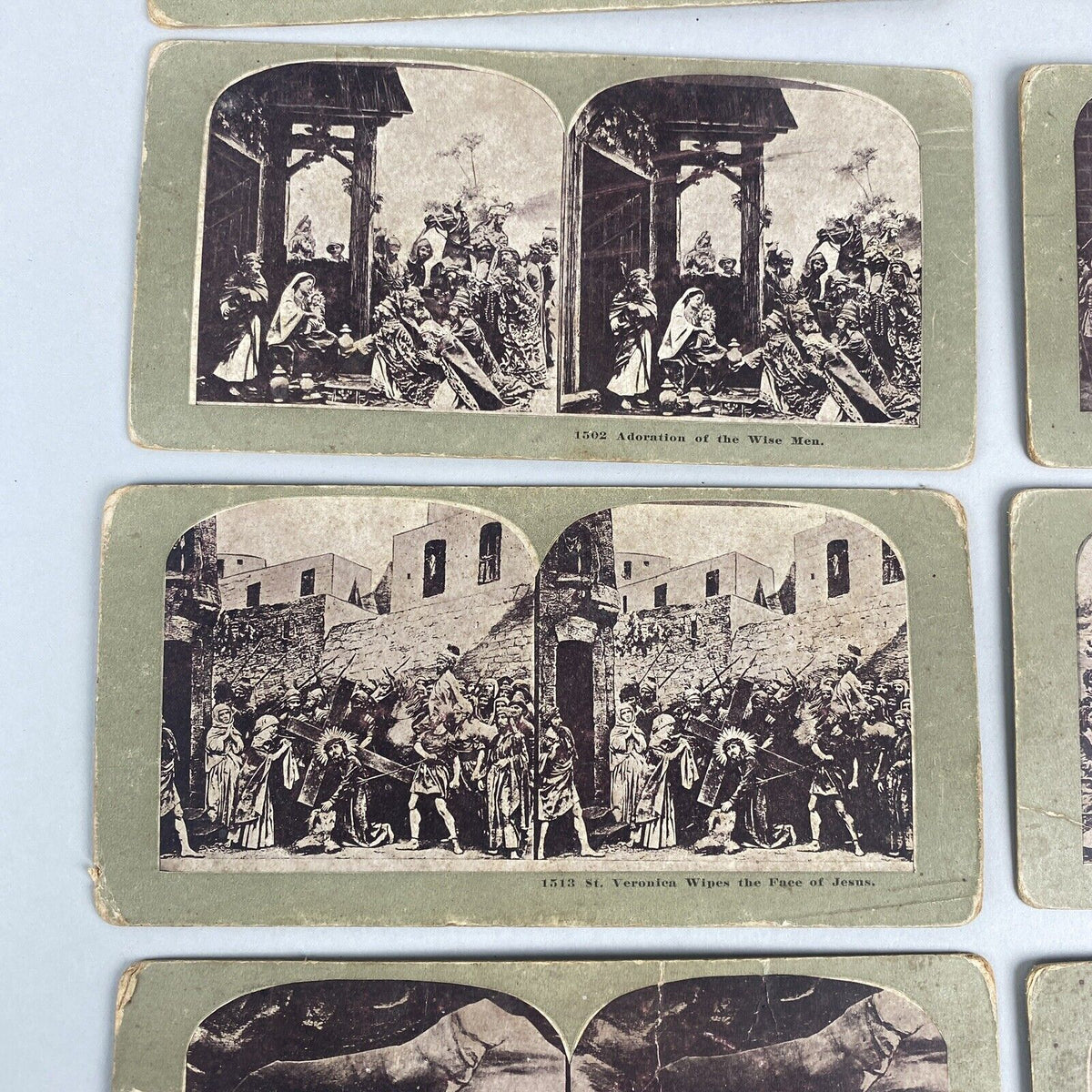 Stereoview Card Lot Calvary, Crucifixion, Catholic, 10 Double sided Cards