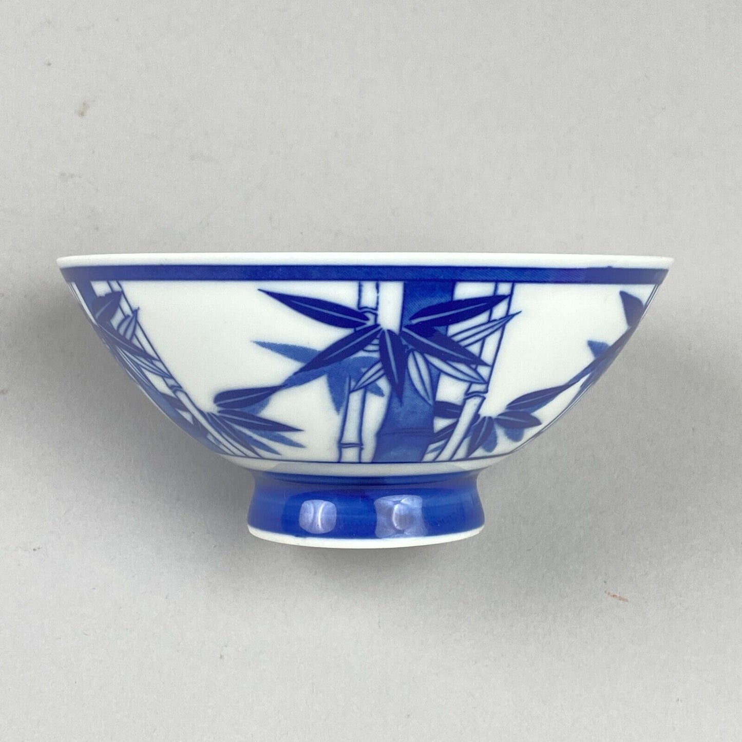 Set of 2 Japanese Footed, Blue and White Rice Bowls