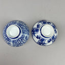 Set of 2 Japanese Footed, Blue and White Rice Bowls