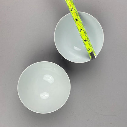 Set of 2 Japanese Footed, Blue and White Rice Bowls