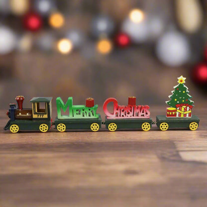 Vintage Hand-Painted Wooden Merry Christmas Train w/Candle holders USA