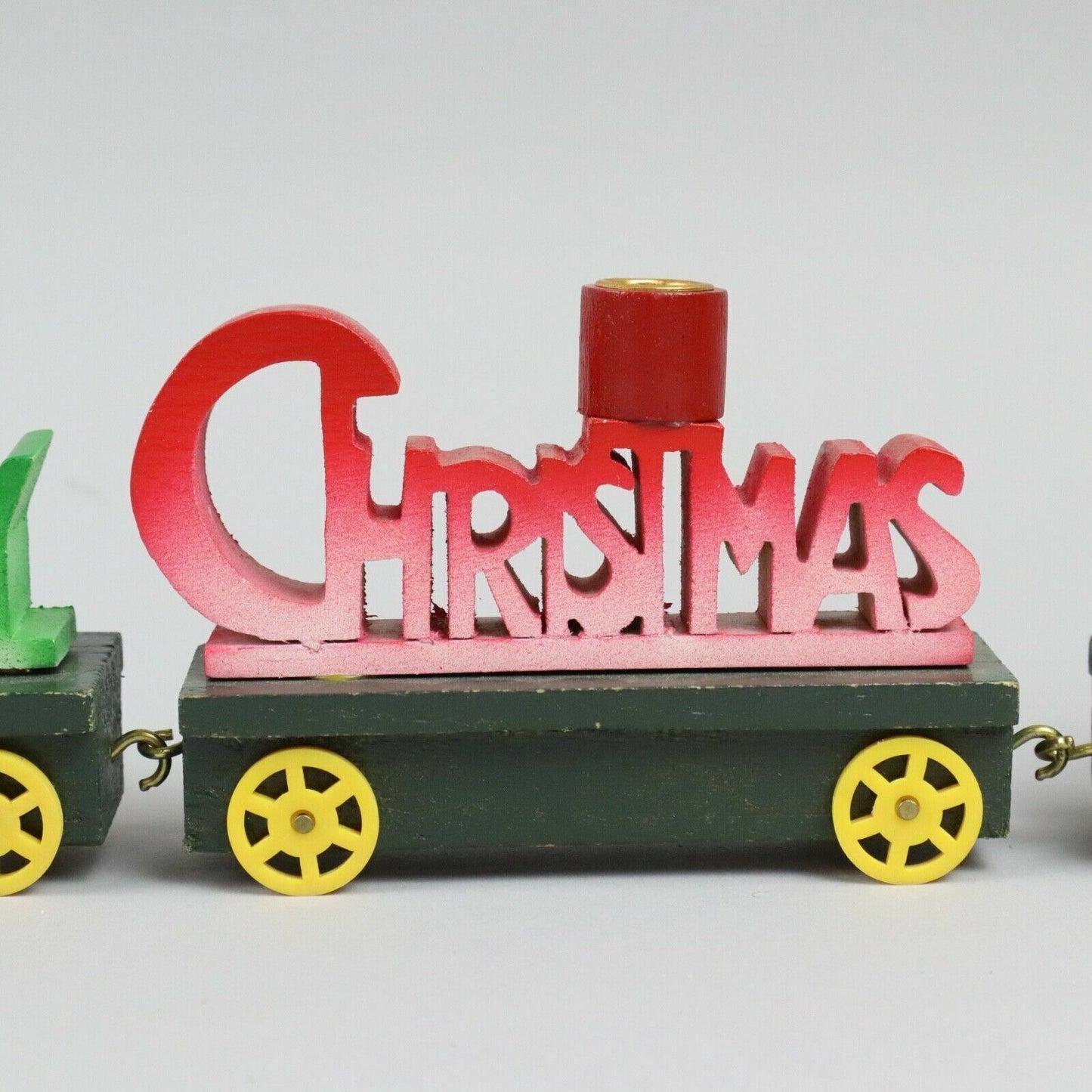 Vintage Hand-Painted Wooden Merry Christmas Train w/Candle holders USA