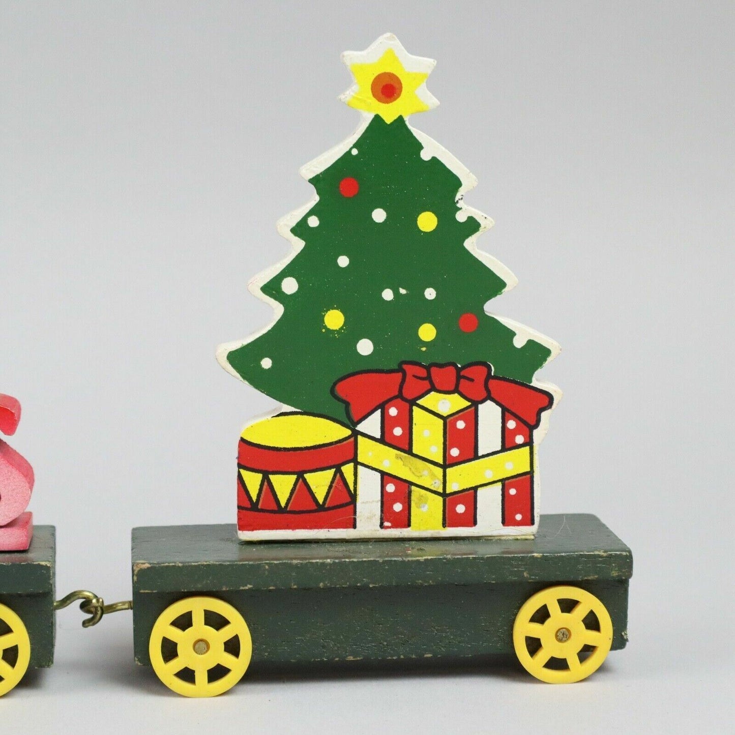 Vintage Hand-Painted Wooden Merry Christmas Train w/Candle holders USA