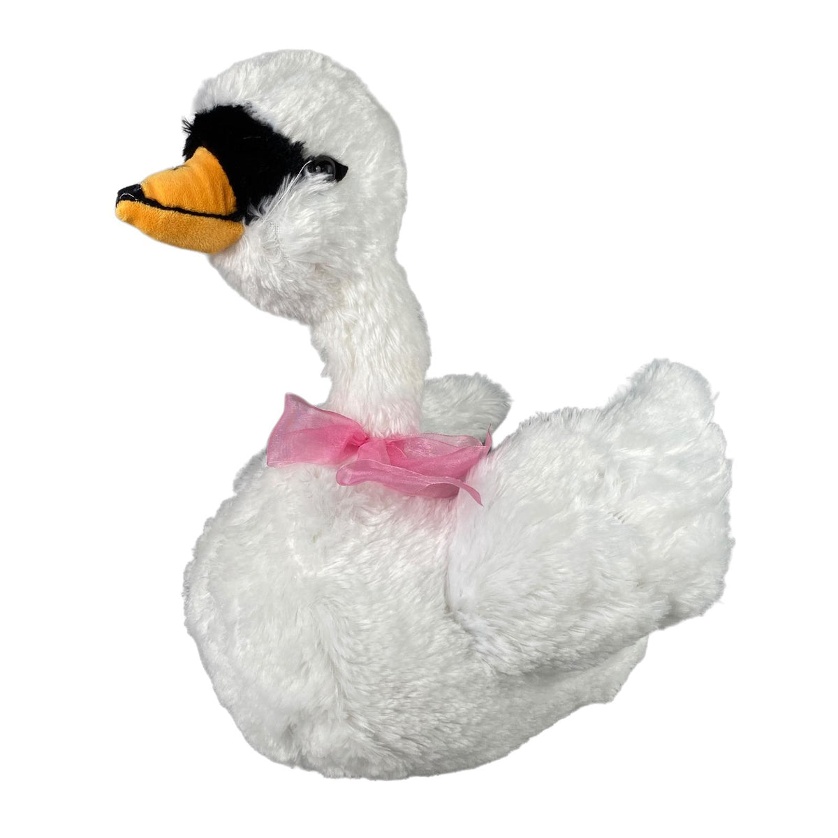 Dan Dee White Swan Pink Ribbon Stuffed Animal 16"