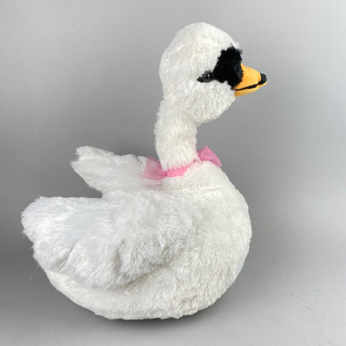 Dan Dee White Swan Pink Ribbon Stuffed Animal 16"