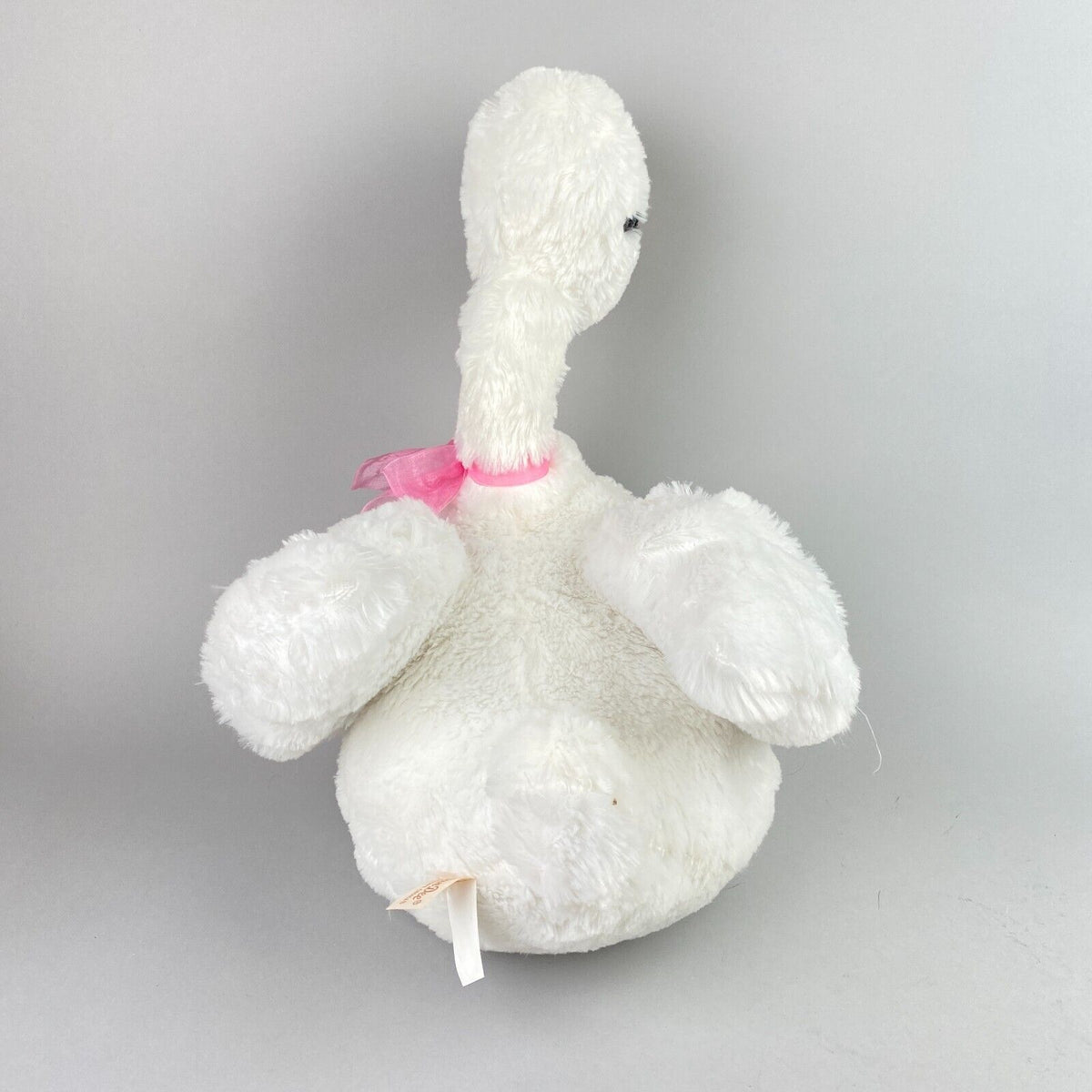 Dan Dee White Swan Pink Ribbon Stuffed Animal 16"