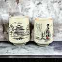 Mino Ware: Japanese Yunomi 2pc Tea Cup Set Hand Painted