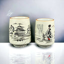 Mino Ware: Japanese Yunomi 2pc Tea Cup Set Hand Painted