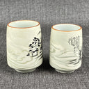 Mino Ware: Japanese Yunomi 2pc Tea Cup Set Hand Painted