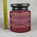 Antique Hand Painted Biscuit Jar Pink with Silver Color Lid 6.25" Tall