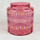 Antique Hand Painted Biscuit Jar Pink with Silver Color Lid 6.25" Tall