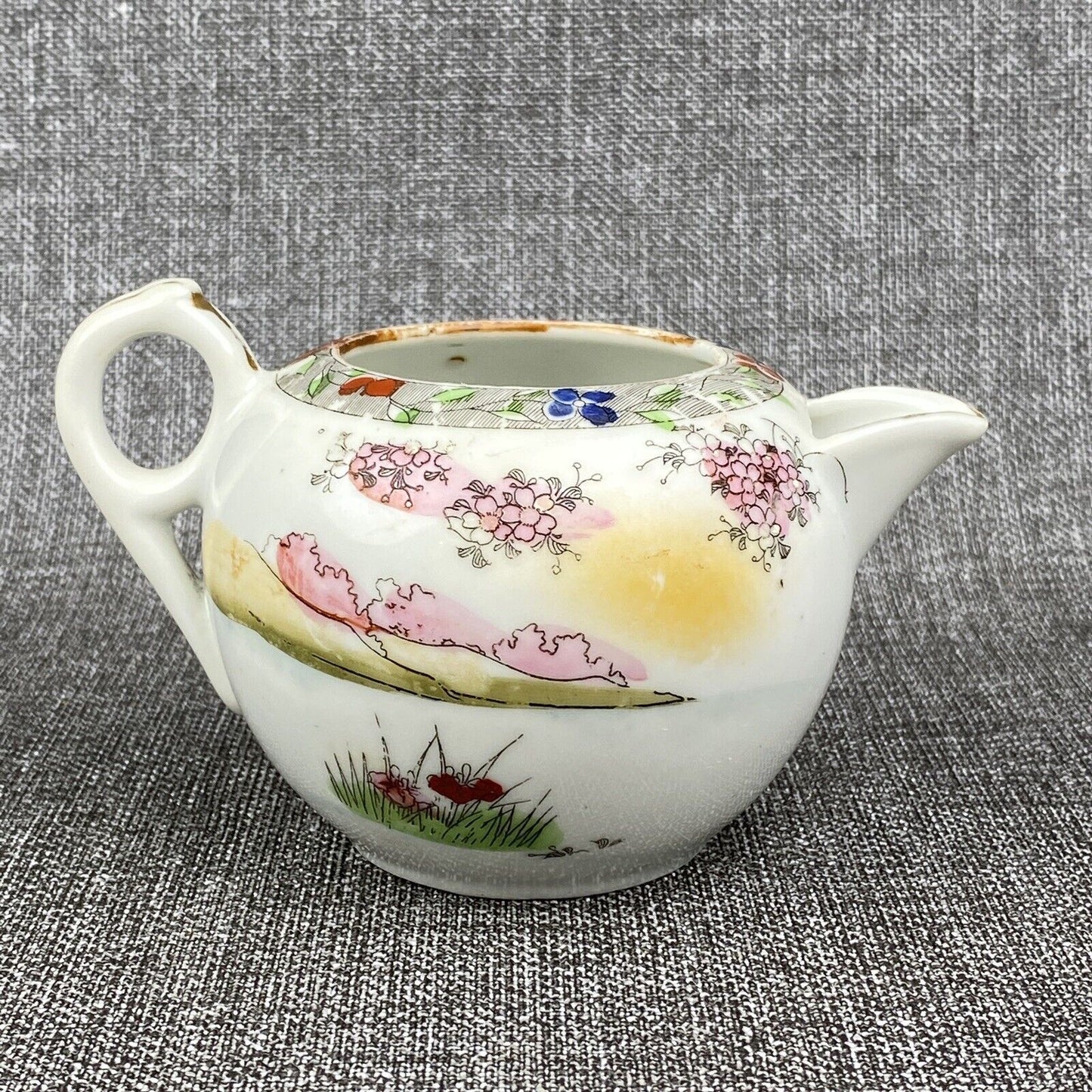 Vintage Japanese Teapot Creamer Sugar Set  Bird Themed , made in Japan