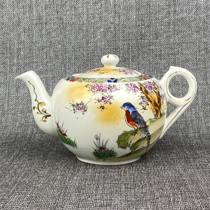 Vintage Japanese Teapot Creamer Sugar Set  Bird Themed , made in Japan