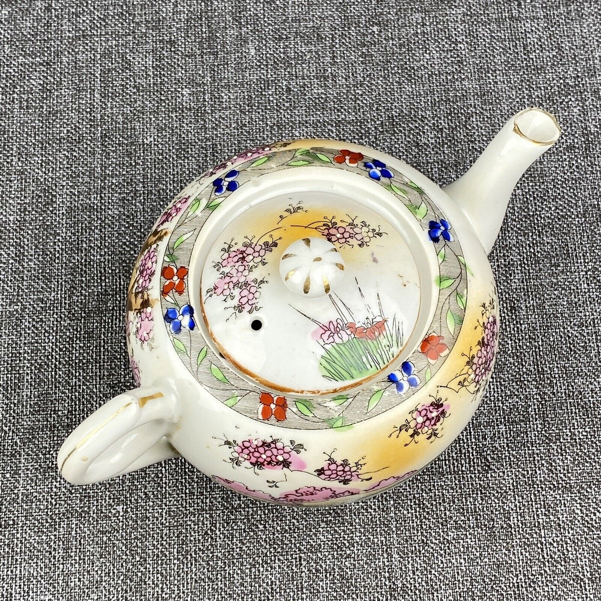 Vintage Japanese Teapot Creamer Sugar Set  Bird Themed , made in Japan