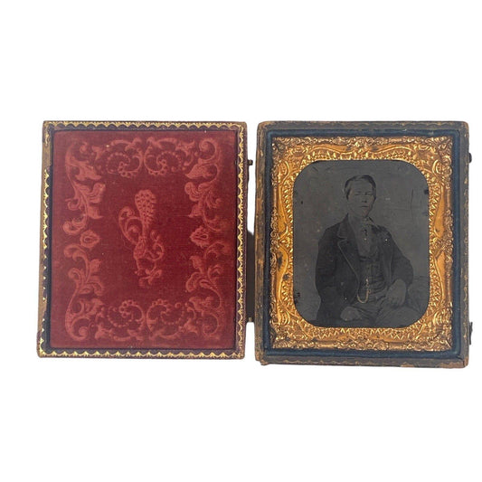 Antique Early Photograph of a Man  Ambrotype 3.75"x3.25"