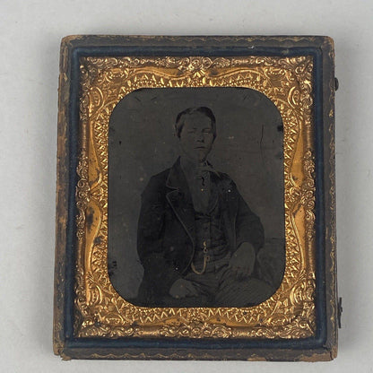 Antique Early Photograph of a Man  Ambrotype 3.75"x3.25"