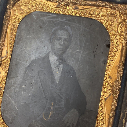 Antique Early Photograph of a Man  Ambrotype 3.75"x3.25"