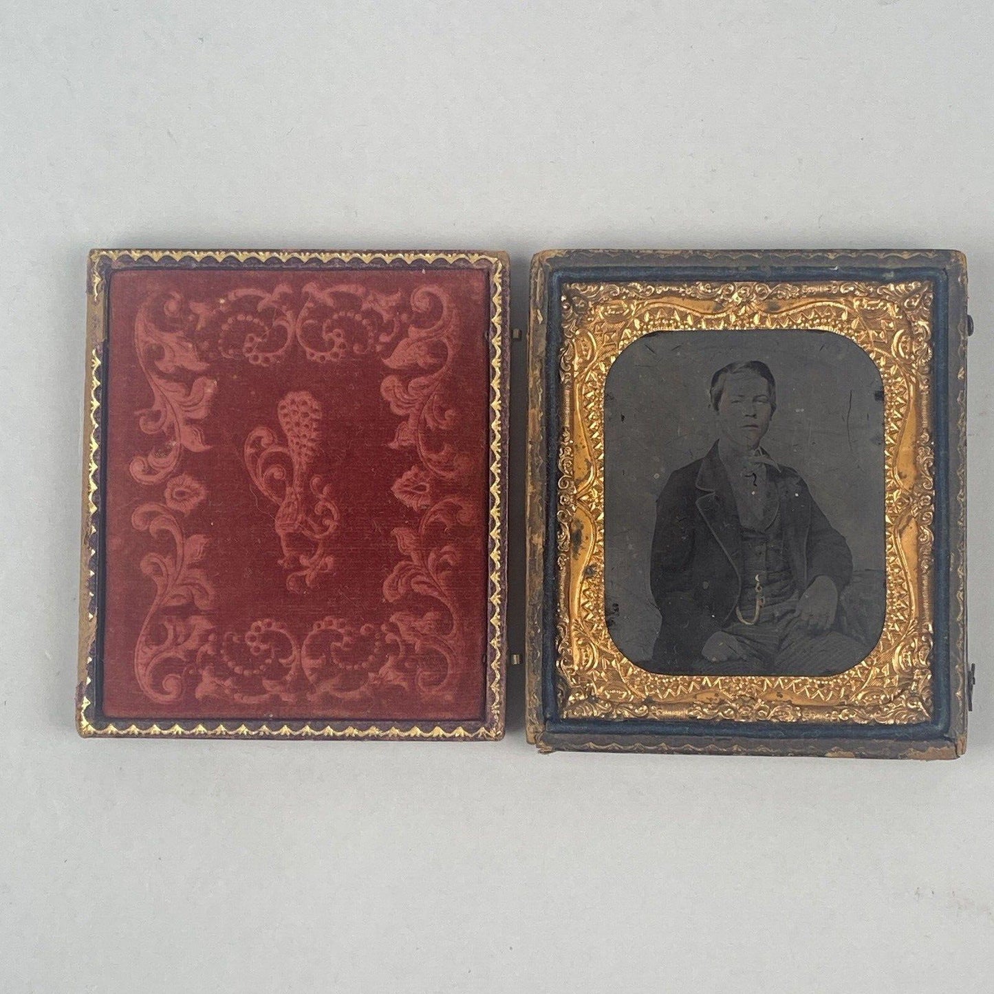 Antique Early Photograph of a Man  Ambrotype 3.75"x3.25"