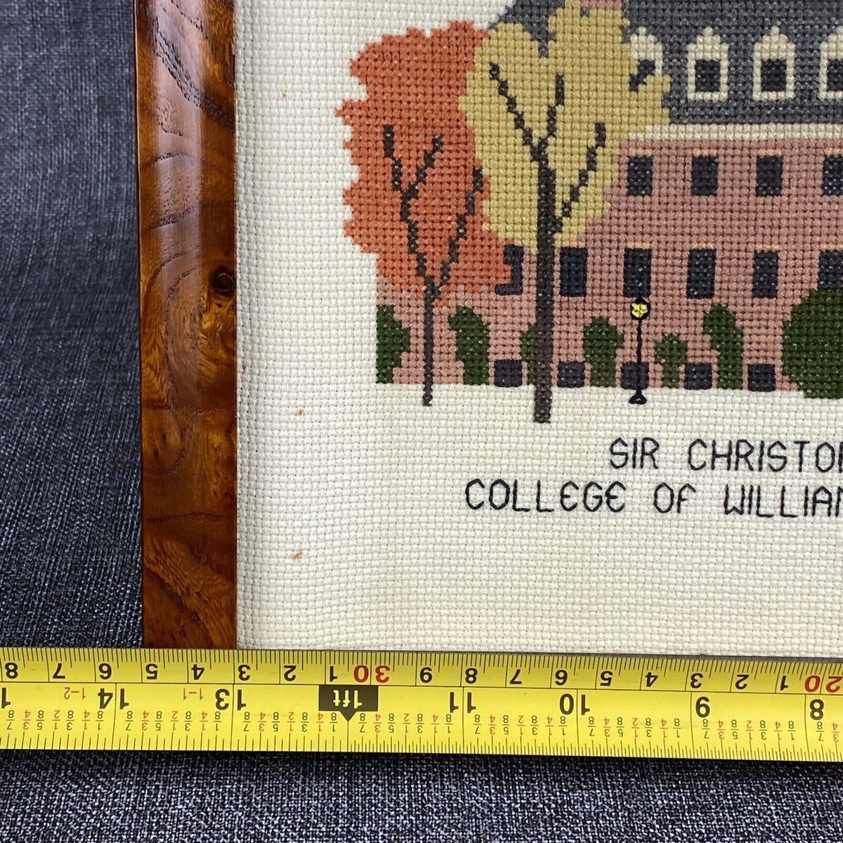 Vintage Completed Williamsburg Cross Stitch  Framed 13.5"x 10.5"