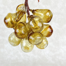 Vintage MidCentury Glass Amber Hand Blown Grapes Cluster Of 11