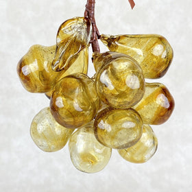 Vintage MidCentury Glass Amber Hand Blown Grapes Cluster Of 11