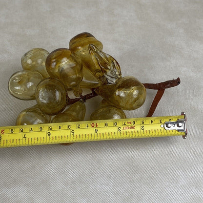 Vintage MidCentury Glass Amber Hand Blown Grapes Cluster Of 11