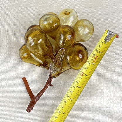 Vintage MidCentury Glass Amber Hand Blown Grapes Cluster Of 11